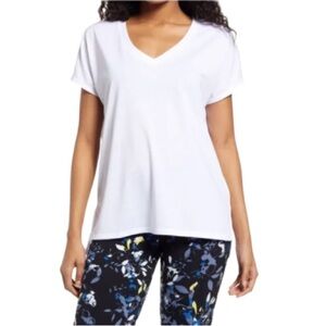 Sweaty Betty NWT Boyfriend V Neck Workout Tee White Gym T Shirt Size small
